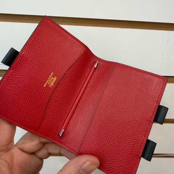 Hermes Red and Black Leather Card Holder